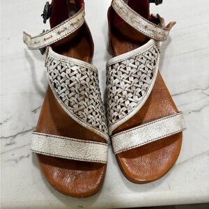 Women's Brown and White Sandals